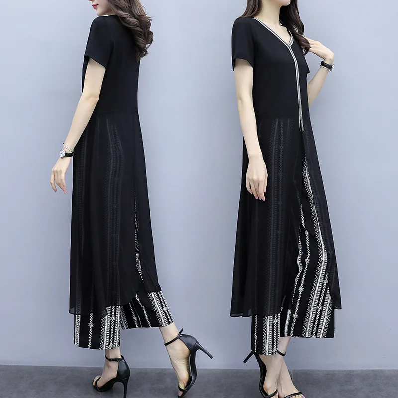 Plus Size Outfits Two Piece Set Top And Pants Large 2pcs Striped Women's Summer Suit Ensemble Femme Survetement |
