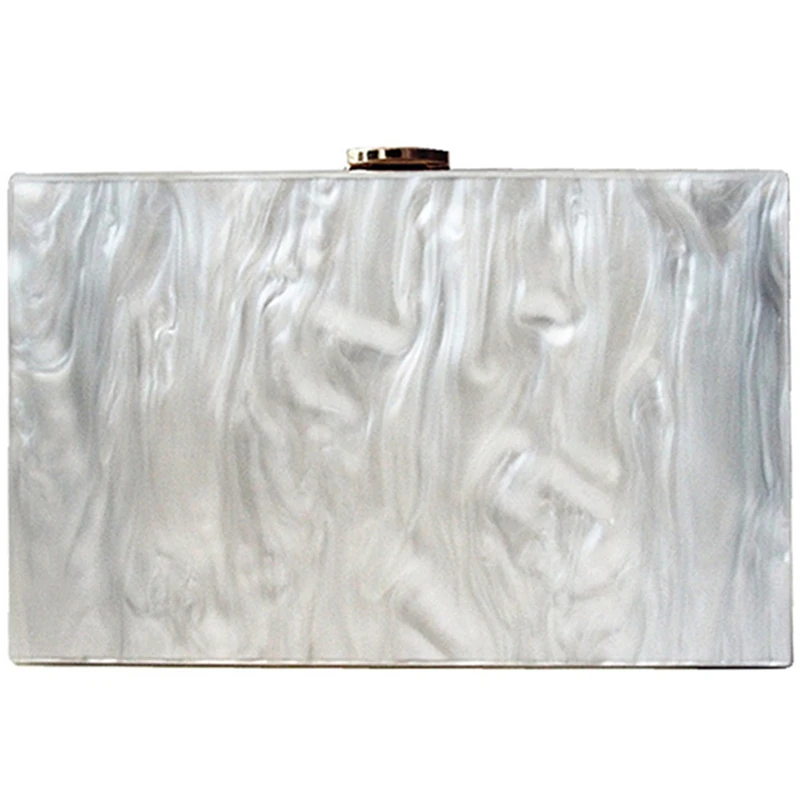 

ABDB-Fashion Lady Messenger Bag Elegant Acrylic Clutch Bag Retro Party Pure White Shoulder Evening Bag