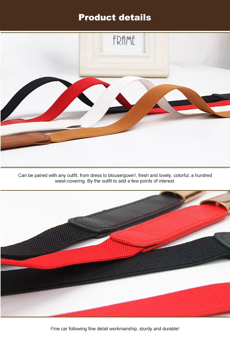 1 (4)Adjustable Women Belts Fashion PU 4 Colors Windbreaker Waist Band Thin Elastic Waist Belt Dress Apparel Accessories Hot Sale