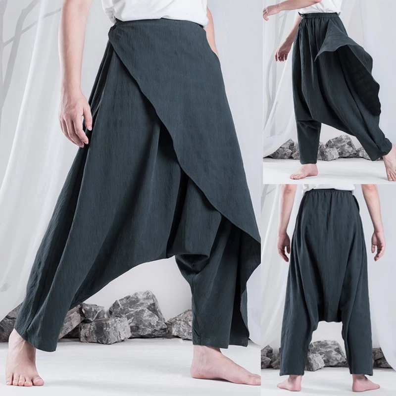 Incerun calças harem retrô masculinas, étnicas, hip