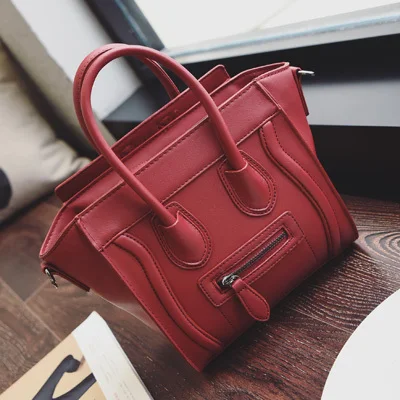 Bolsos Mujer, трапециевидная смайликовая сумка, роскошная Брендовая женская сумка из искусственной кожи, сумка через плечо от известного дизайнера, сумки через плечо - Цвет: Красный