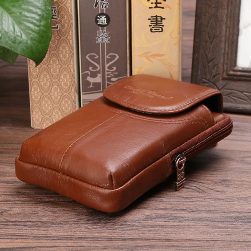 Поясная сумка кошелек из 100% натуральной кожи повседневная для телефона 5 7 дюйма 6