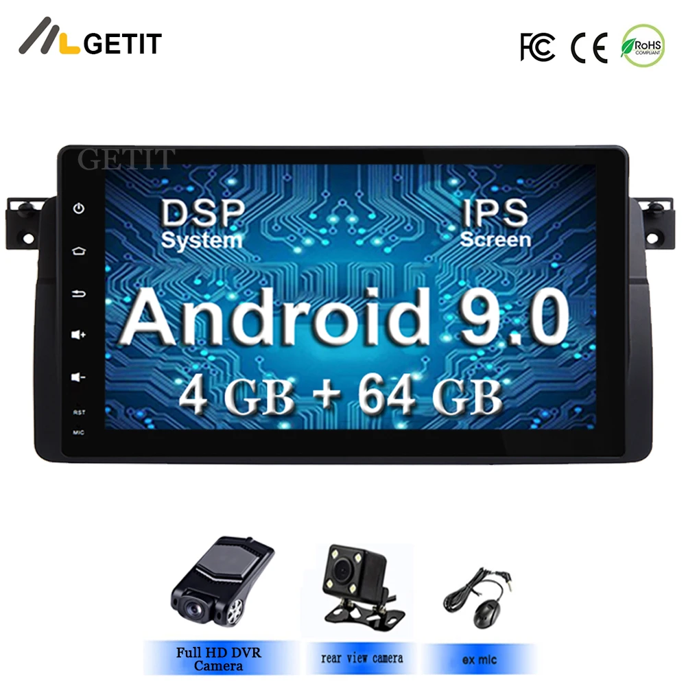 Cheap DSP Chip 9" 1 Din Car Multimedia player Android 9 GPS Autoradio Stereo System For BMW/E46/M3/Rover/3 Series 4GB + 64GB FM Radio 0