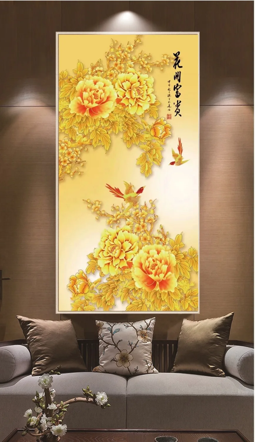 

Custom Any Size 3D Mural Wallpaper Six Beautiful Peony Indoor Porch Background Wall Decoration Mural Wallpaper