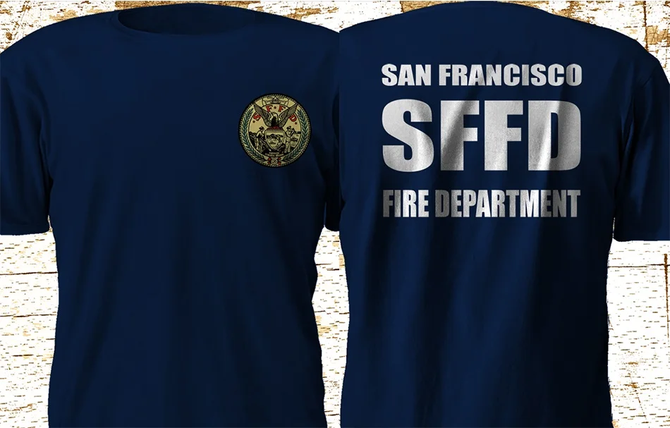 New San Francisco Fire Department Sffd Fire Rescue Navy Tshirt Double
