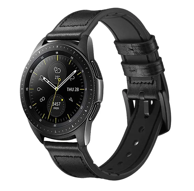 Ремешок 22 мм для samsung galaxy watch 46 мм gear S3 Frontier/классические часы huawei GT ремешок для часов Силиконовый и кожаный браслет