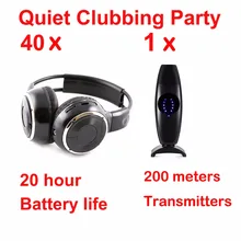 Профессиональные тихие Клубные вечерние тихие диско-наушники(40 складных наушников+ 1 передатчик