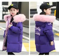 2019 Winter Girls Wave Warm Duck Down Jackets Children Outdoor Hooded Windproof Coats Kids Long Causal Jacket With Pocket -30