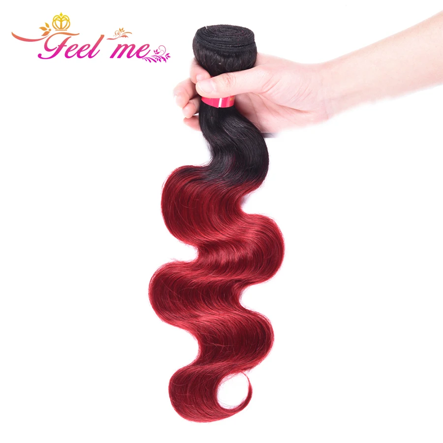 Feel Me Hair Peruvian Body Wave Bundles Hair Weave Ombre Human Hair Extensions One Bundle 1b/burgundy red Hair Non-remy Feel Me Hair Peruvian Body Wave Bundles Hair Weave Ombre Human Hair Extensions One Bundle 1b/burgundy red Hair Non-remy