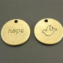10 шт. Античная Бронза Круглый диск Hope Tag Шарм Подвески браслет с голубем ожерелье для изготовления украшений вручную DIY A445