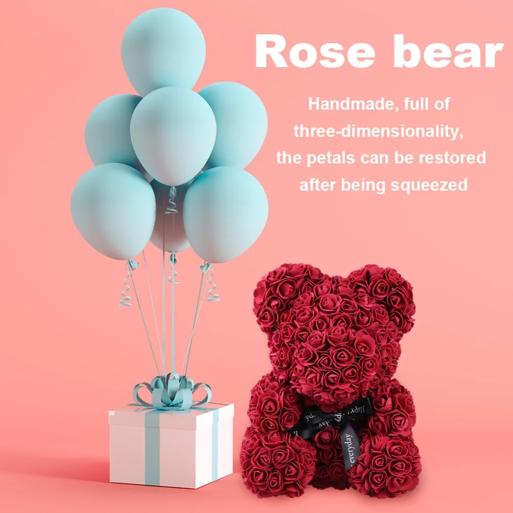Милые PE Роуз медведь игрушка Для женщин с цветочным узором для девочек на день рождения Свадебные украшения вечерние игрушки куклы юбилей