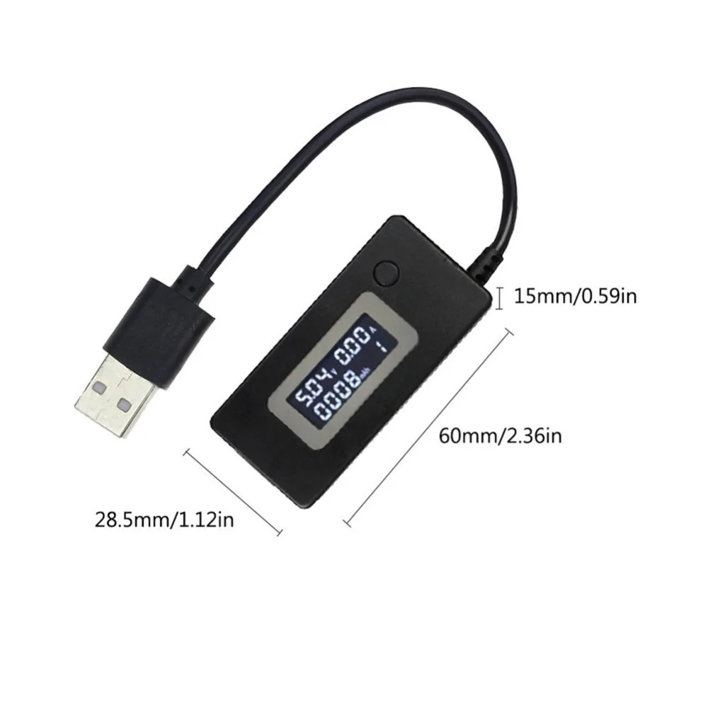 White Tail LCD USB Current Voltmeter Monitor Tester Detects Mobile Phone Charging Mobile Power Capacity