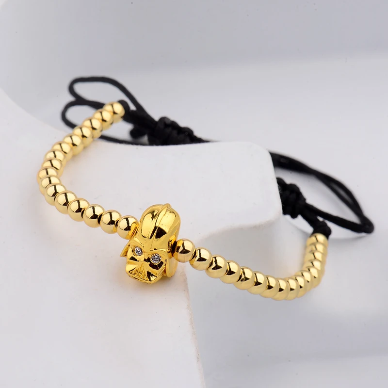 

2017 Hot Sell Star War Darth Vader 4 Colors CZ Eye Ball Charm Men Bracelet Top Quality Metal Beads Low-key Luxury Design