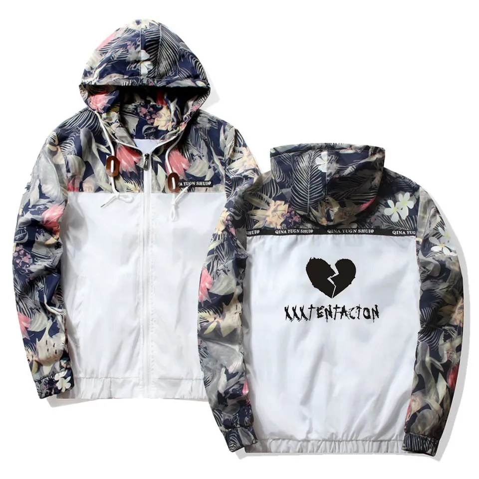 

Faduntommy XXXTENTACION Men Hip Hop Hooded Jackets Windbreaker Men Jackets Coats Sweater Zipper Lightweight Jackets Bomber