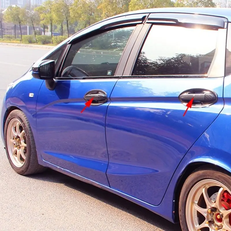 PCMOS fibra de carbono ABS puerta lateral cubierta ajuste para Honda Jazz 2018 piezas exteriores puerta nueva moda 8 piezas