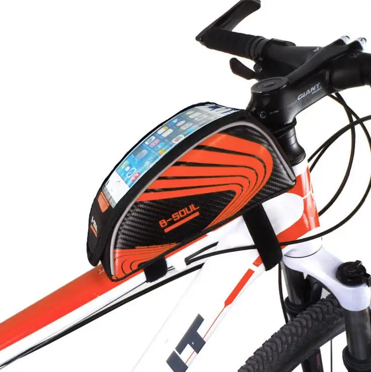 Сумки для велоспорта MTB горный велосипед Рама Передняя труба сумка для хранения сенсорный экран для 5,5 дюймов мобильный телефон водонепроницаемый