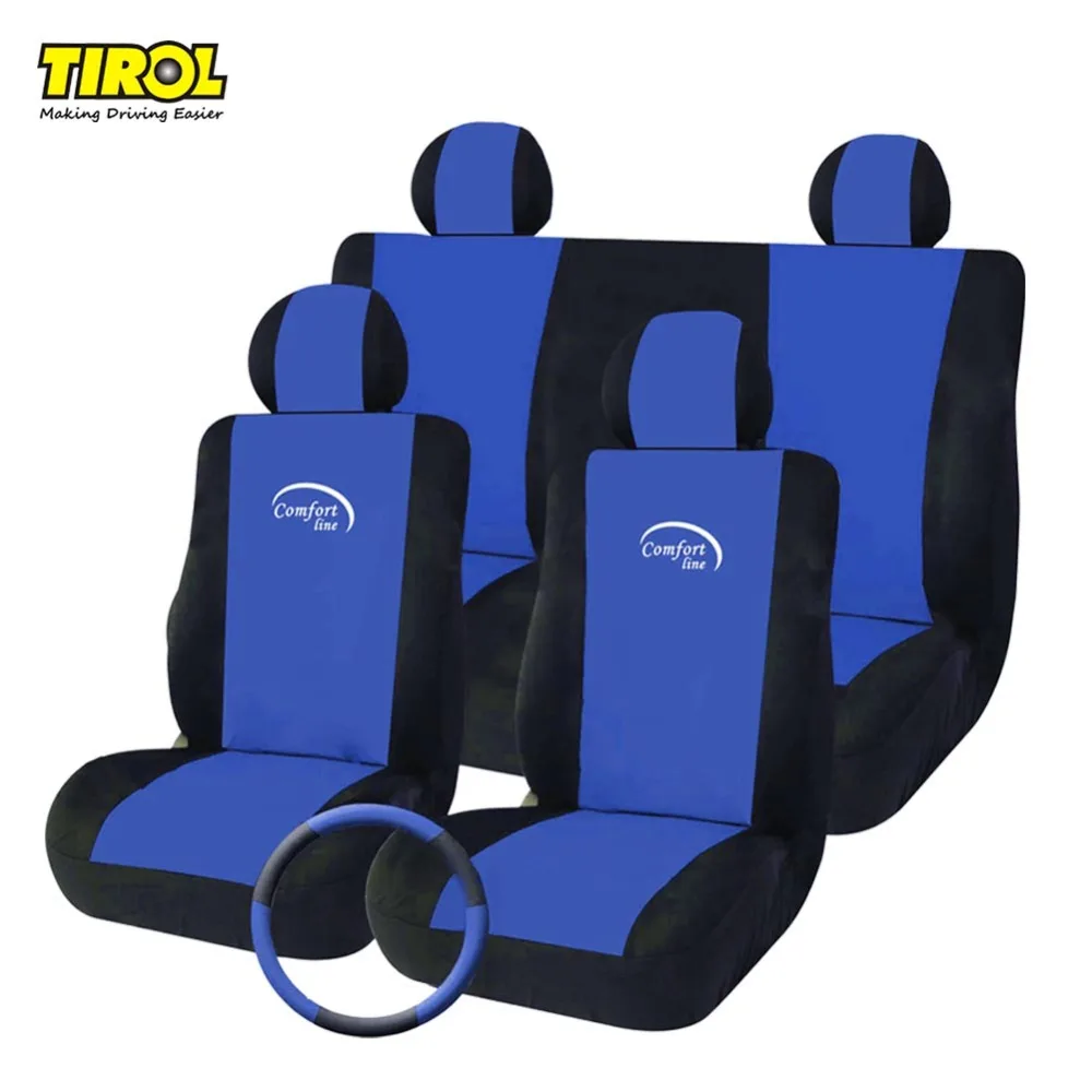 

TIROL T16795a Universal Car Seat Covers Blue 9Pieces/Set Front Rear Cover W/ Wheel Cover For Crossovers SUV Sedans Free Shipping