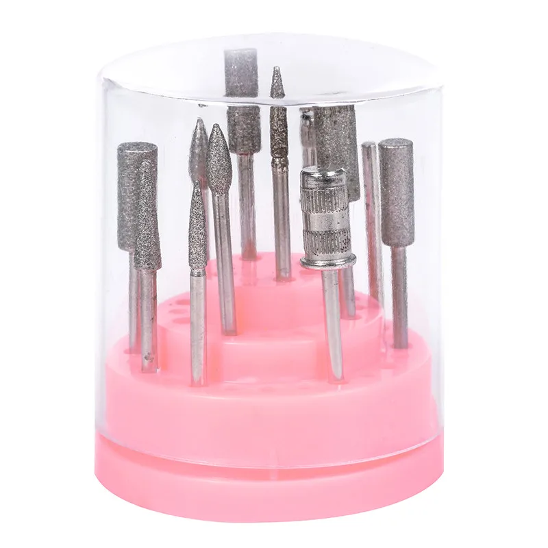 1 Set 48 Holes Pink Nail Drill Bits Holder Stand Display Nail Drill Bit Box Organizer Container Manicure Tool