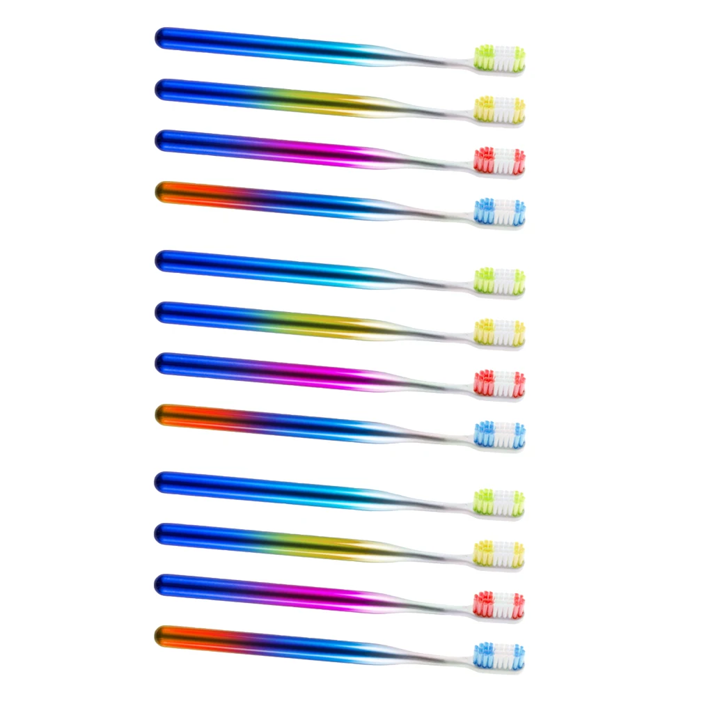 12 X Unisex Toothbrush Double Colorful Hard Bristles Tooth Brush For Travel Hotel