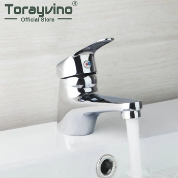

Torayvino Contemporary Ceramic Chrome Basin Faucet Deck Mounted Single Handle Single Hole Hot Cold Water Mixer Basin Faucet