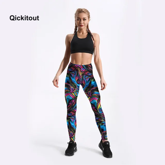 Psychedelic Style Colorful Vortex Printed Leggings Women Summer High Waist Sexy Fitness Leggings Trousers Long Pants טייץ מצויר