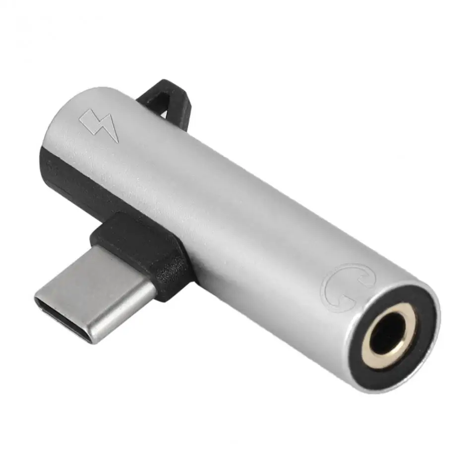 Olhveitra Тип C до 3,5 мм разъем для наушников адаптер сплиттер для samsung huawei Xiaomi Mi9 аудио зарядный кабель Aux USB C разъем - Цвет: Серебристый
