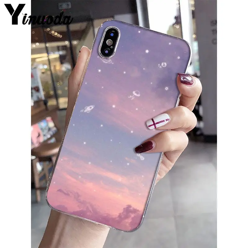 Yinuoda Розовый Милый kawaii воздушное пространство закат облако искусство Coque Оболочка Чехол для телефона iPhone 8 7 6 6S Plus X XS MAX 5 5S SE XR 10 чехлы