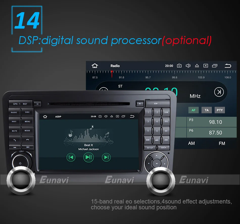 Cheap Eunavi 2 Din Android 8.0 WiFi GPS Navi Octa 8 Core Blotooth Stereo Car DVD Player For Benz ML CLASS W164 ML300 ML350 ML450 ML500 21