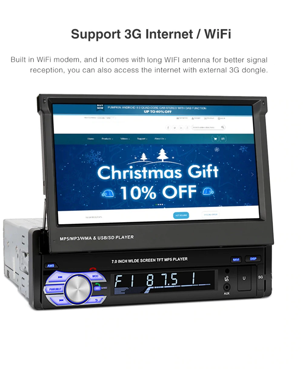Perfect Android 8.1 Quad Core Autoradio Car Stereo Radio MP5 Player 1 Din 7" Touch Screen Car Multimedia Players FM/AM Radio GPS Navi 1