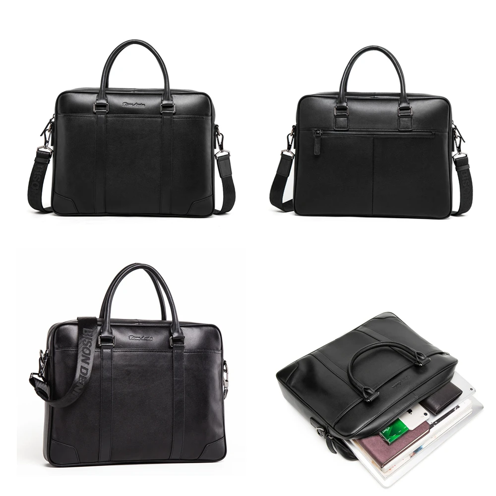 Männlichen Männer Zoll Business Laptop Umhängetasche 14 Denim Mode Reise Marke Rindsleder Bison N2610 Berühmte Handtasche Tasche wtH78n1q