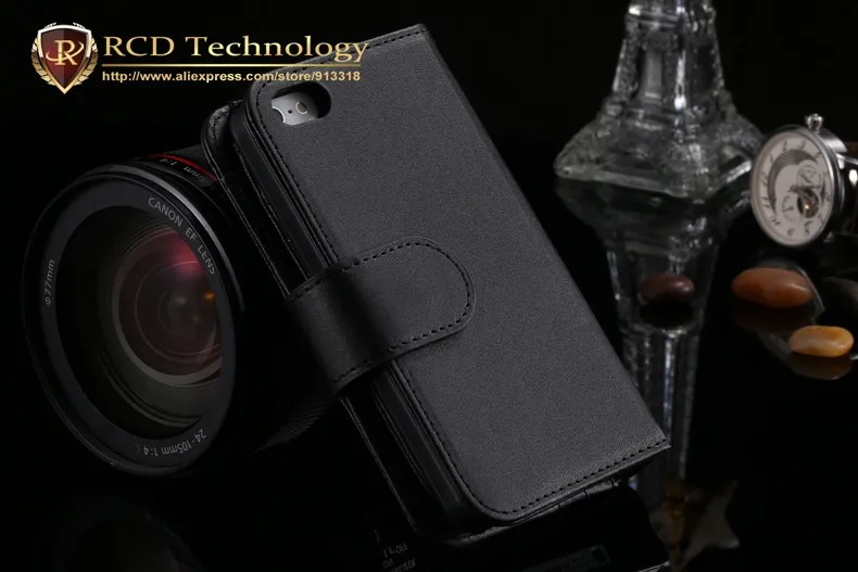 Черный бизнес кожаный бумажник Чехол для iPhone 6 6S Plus 5 5S SE 7 складывая карты Слоты Обложка Чехол для Galaxy S6 S7 край Примечание 5 мешок