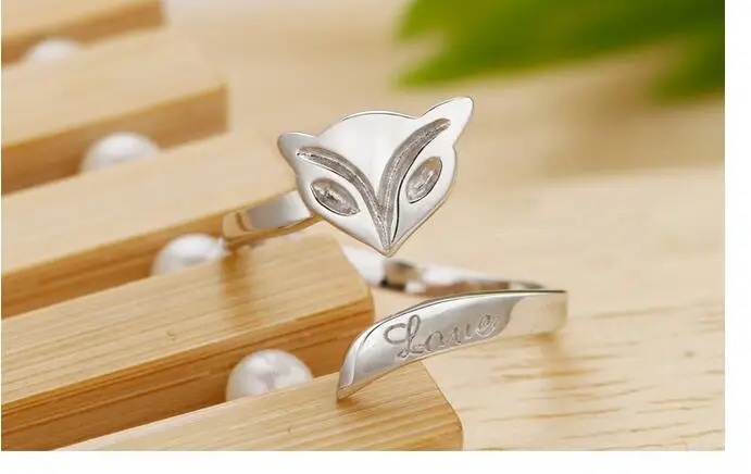 Кольца с серебряной лисой для женщин, ювелирные изделия, красивые открытые кольца на палец для вечеринки, подарок на день рождения JZ006