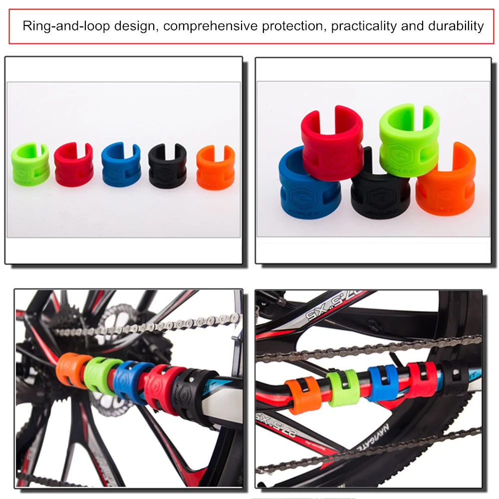 Top VXM 5PCS Bicycle Chain Protection Shield MTB/Road Bike Rubber Chain Chainstay Protective Cover Anti-scratch Guard Kit Parts 2