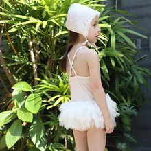 Розничная ; милый сиамский один цельный купальник для девочек; кружевной купальник с шапочкой; купальный костюм с лебедем для девочек; детский купальный костюм