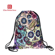 New 3D Digital Print Mexican Skull Athletic Drawstring Bag Travel Sport Storage Shoes Pocket WomenFemale Personality Canvas Bags