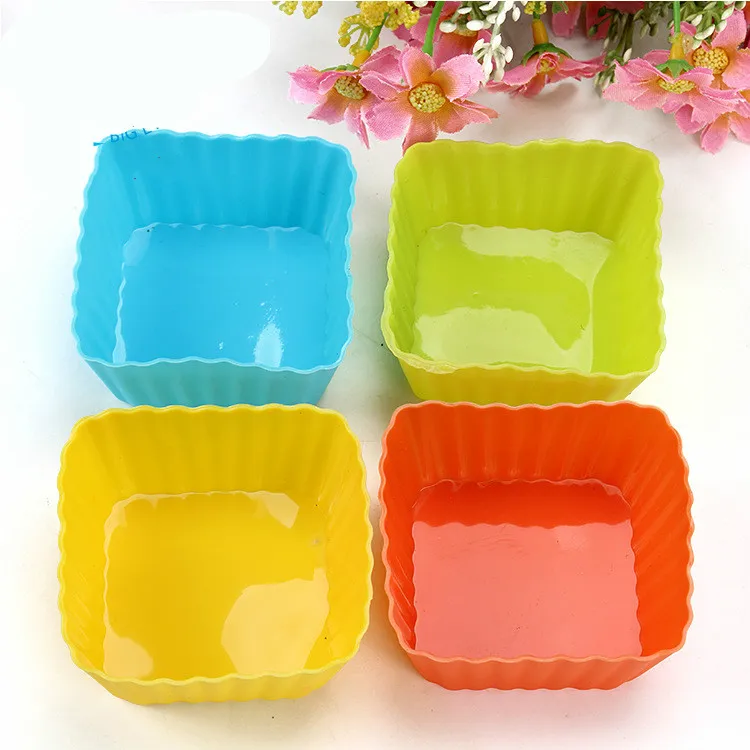 6pcs 5cm/7cm/8cm Square Silicone Cake Baking Molds Jelly Mold Silicon