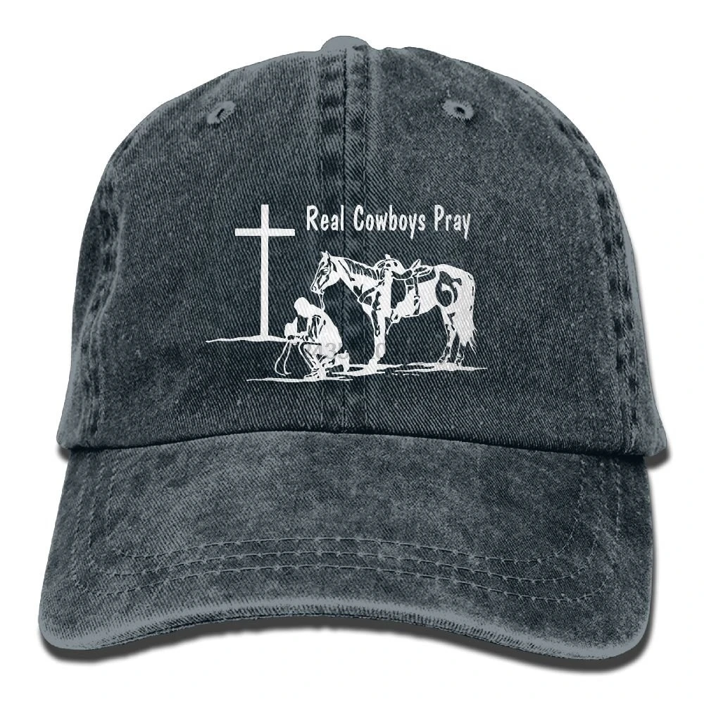 

Christian Praying Cowboy Crosses Unisex Adjustable Cotton Denim Hat Washed Retro Gym Hat FS DMhcap Cap Hat