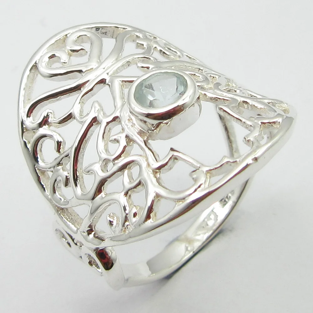

Silver Blue Topazs Ring Sz 6 New Wedding Jewelry Unique Designed