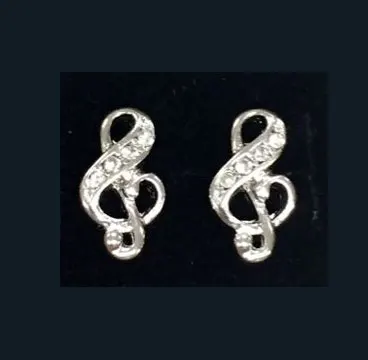 

New Trendy Rose Gold Silver Plated Music Note Stud Earrings Brincos With Austrian Crystal earrings for women Free Shipping