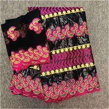 Черная кружевная ткань, хлопок, вышитая, bazin brode getzner, лидер продаж, лазарец, riche getzner, для нигерийского свадебного платья, 5+ 2 ярдов/партия