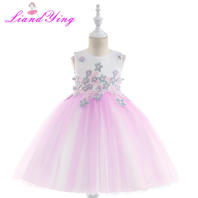 3 12 Years Kids Dress for Girls Wedding Tulle Pink Long Girl Dress