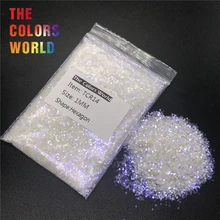 TCR14 переливчатая Радуга белого цвета с фиолетовым светильник в форме шестиугольника Блеск для ногтей Дизайн ногтей украшения для лица блеск для макияжа DIY