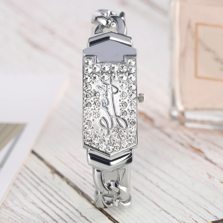 Luxo embutida cristal diamante moda prata ouro