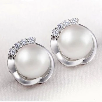 

Eternal wedding Women Gift word 925 Sterling real Mother's day shipping Natural Pearl Earrings 925 Earrings genuin