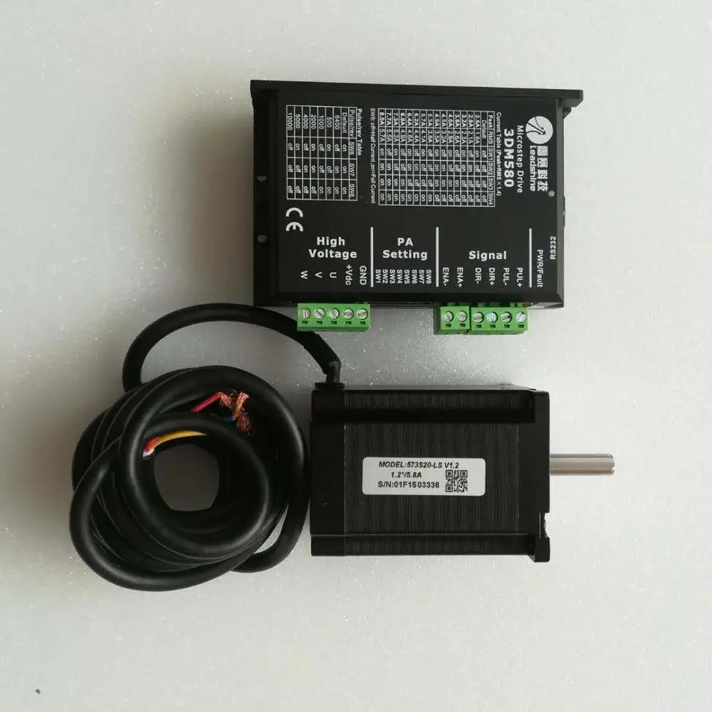 

573S20-LS motor plus 3DM580 driver new type Leadshine 3 phase stepper motor and driver