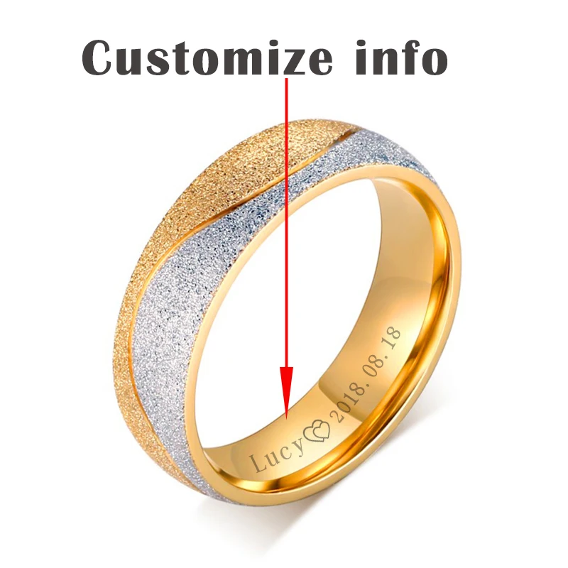 Vnox пару обручальное кольцо для мужчин и женщин с пескоструйной обработкой золото-цвет нержавеющая сталь cz обручальные кольца ювелирные изделия - Цвет основного камня: Personalize Men