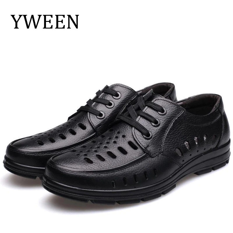 

YWEEN Summer Shoes Men Sandals Soft Leather High Quality Men's Casual Shoes Male Brand Sandals