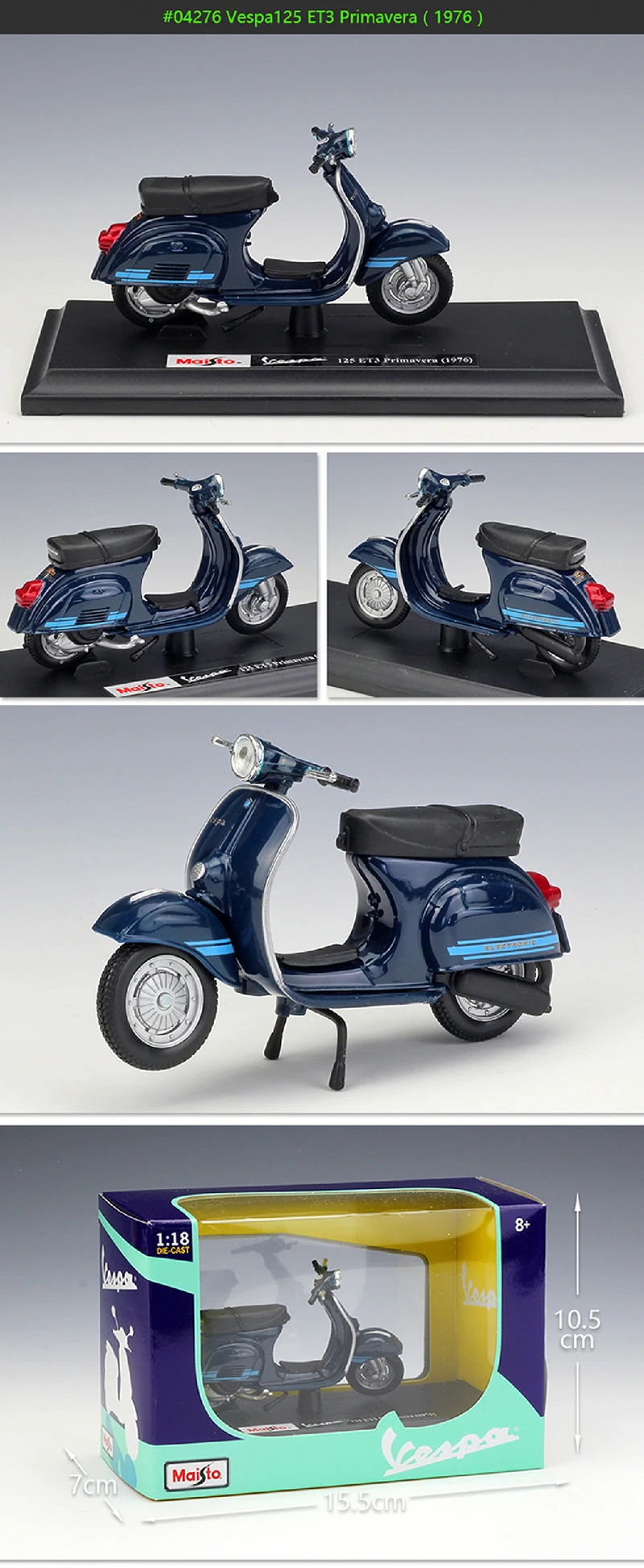 Maisto 1:18 модели мотоциклов VESPA Piaggio 1976 125 ET3 Primavera модель велосипедная база литая под давлением мото детская игрушка для коллекции подарков