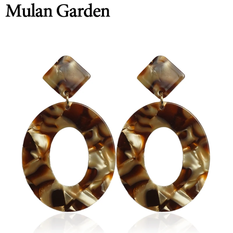 M& G акриловые серьги, леопардовые полимерные ювелирные изделия для женщин, круглые ацетатные серьги-гвоздики, модные ювелирные изделия из нержавеющей стали, аксессуары, новинка