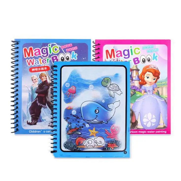 Мультяшная раскраска Волшебная водная книга для рисования With1 ручка многоразовая книга Для Рисования Дети каракули доска для рисования